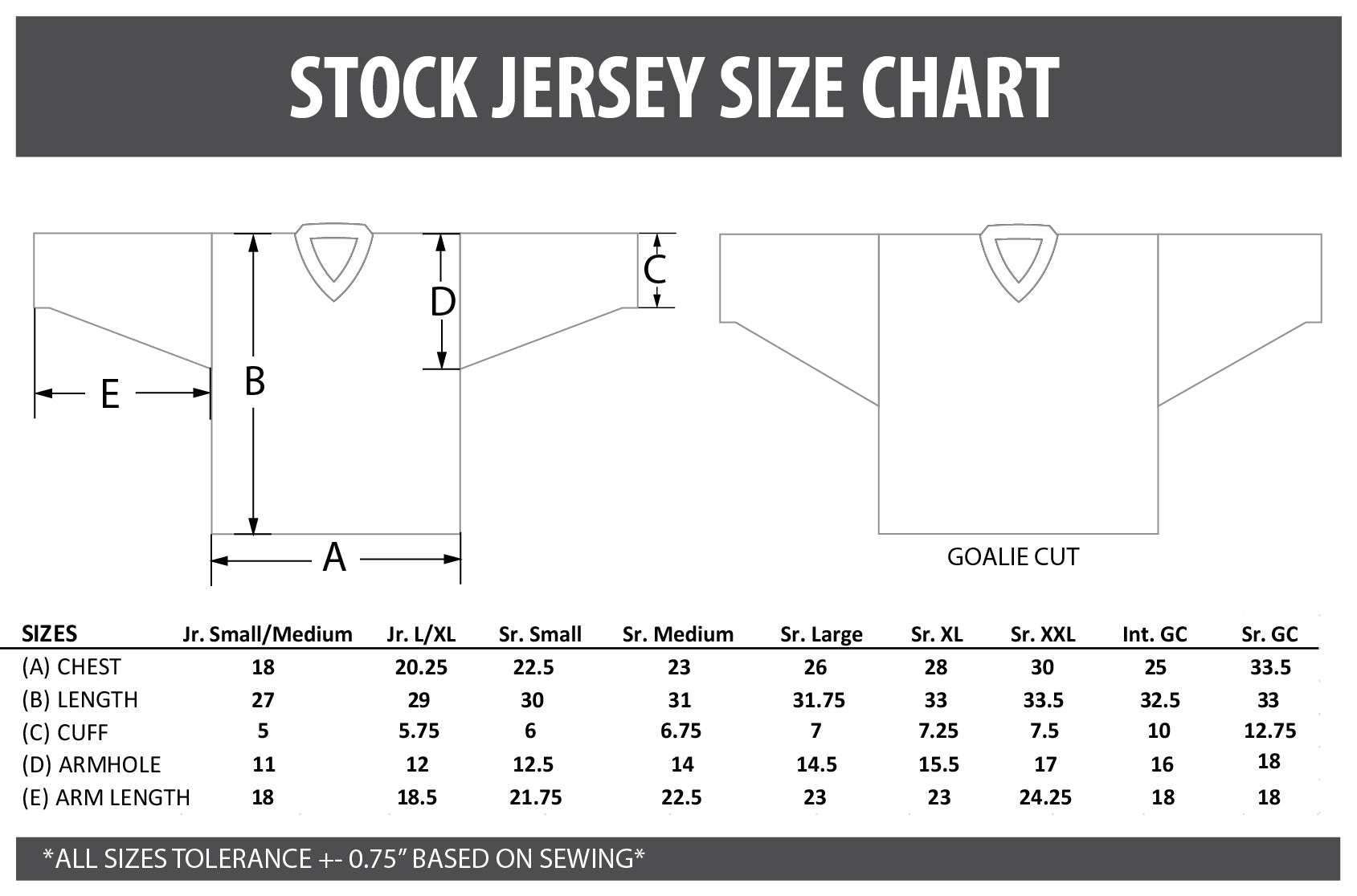 adidas hockey jersey size chart