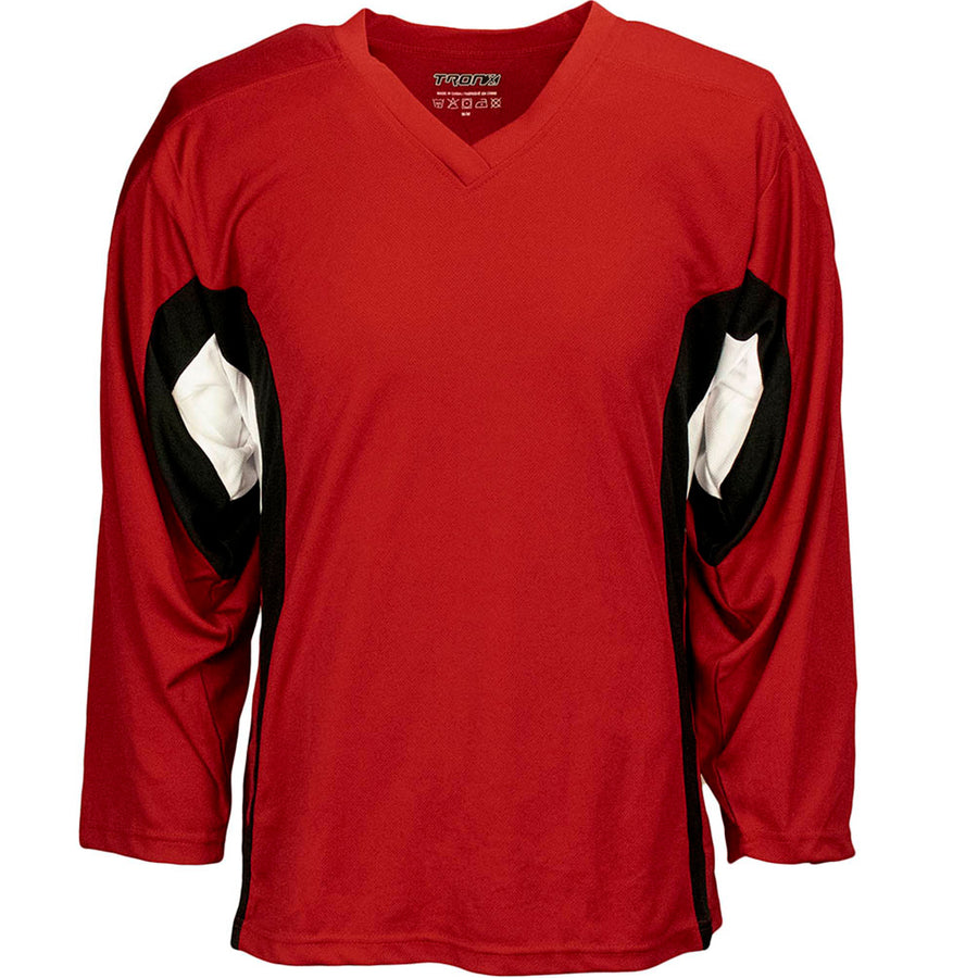 red and black hockey jersey