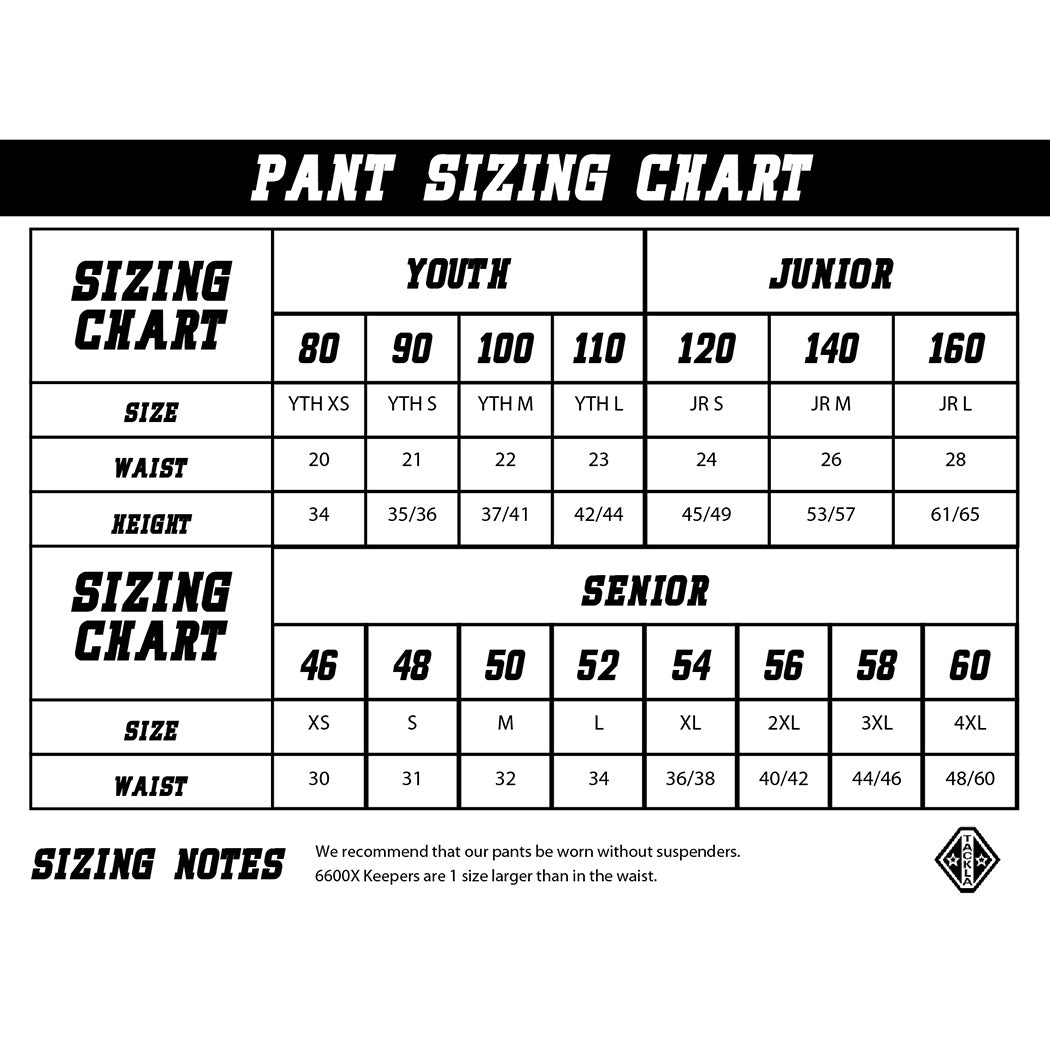 Ice Hockey Pants Size Chart