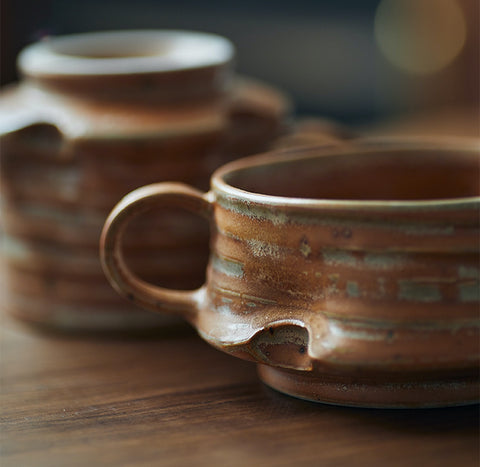 Japanese coarse pottery mug