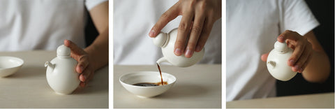 White ceramic soy sauce dispenser