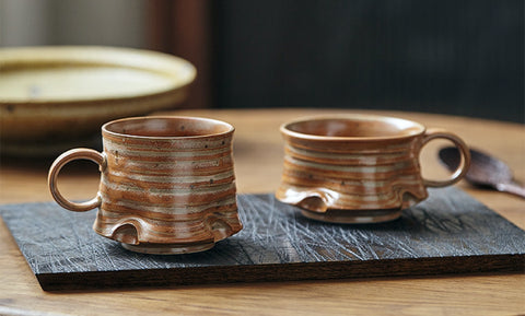 Japanese coarse pottery mugs