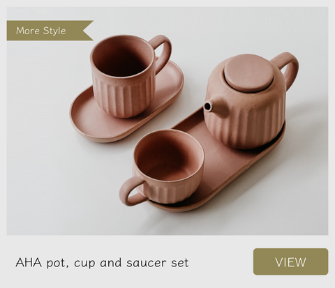 Ceramic pot, cup and saucer set