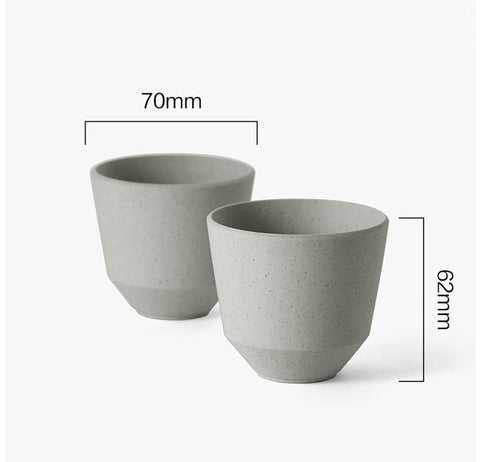 gray tea cups