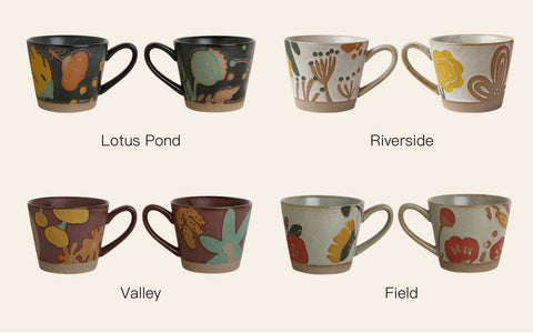 Ceramic mug with flora pattern