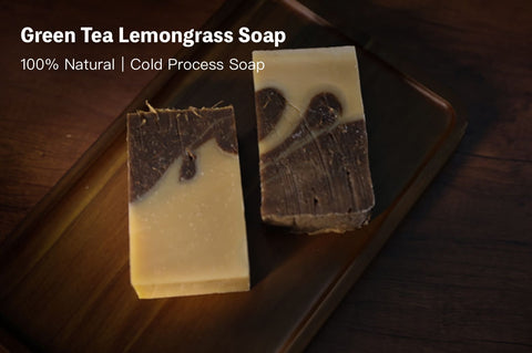 handmade green tea lemongrass soap - deep cleansing