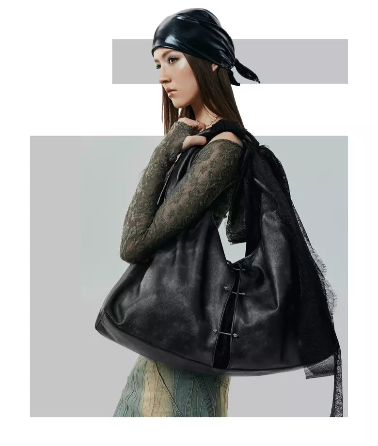 extra large black lace tote bag