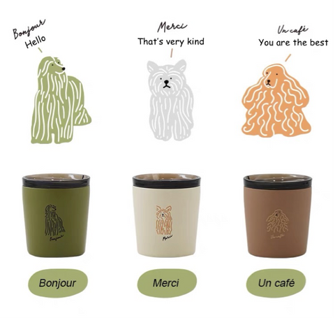 knitted dog stainless steel travel cup 240ml