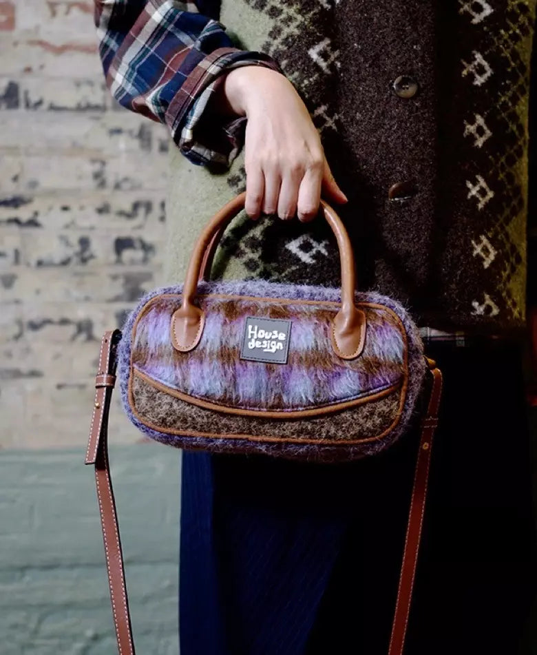 Purple plush crossbody bag