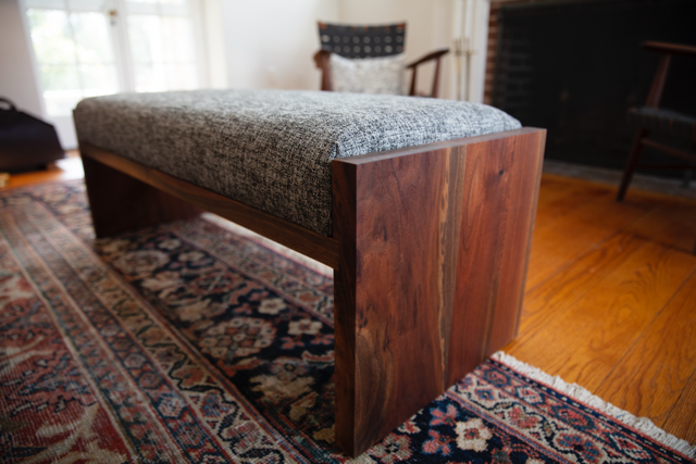 Upholstered bench with wooden sides