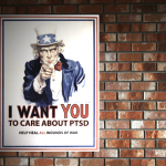 Abraham Lincoln pointing "I want you to care about PTSD" Meme