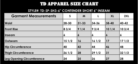 TD Apparel Size Chart