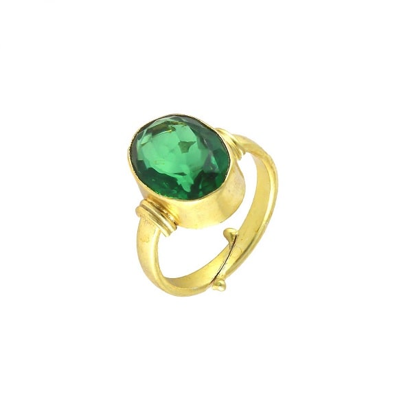 Certified Panna Ring Brass Emerald Gold Plated Ring min