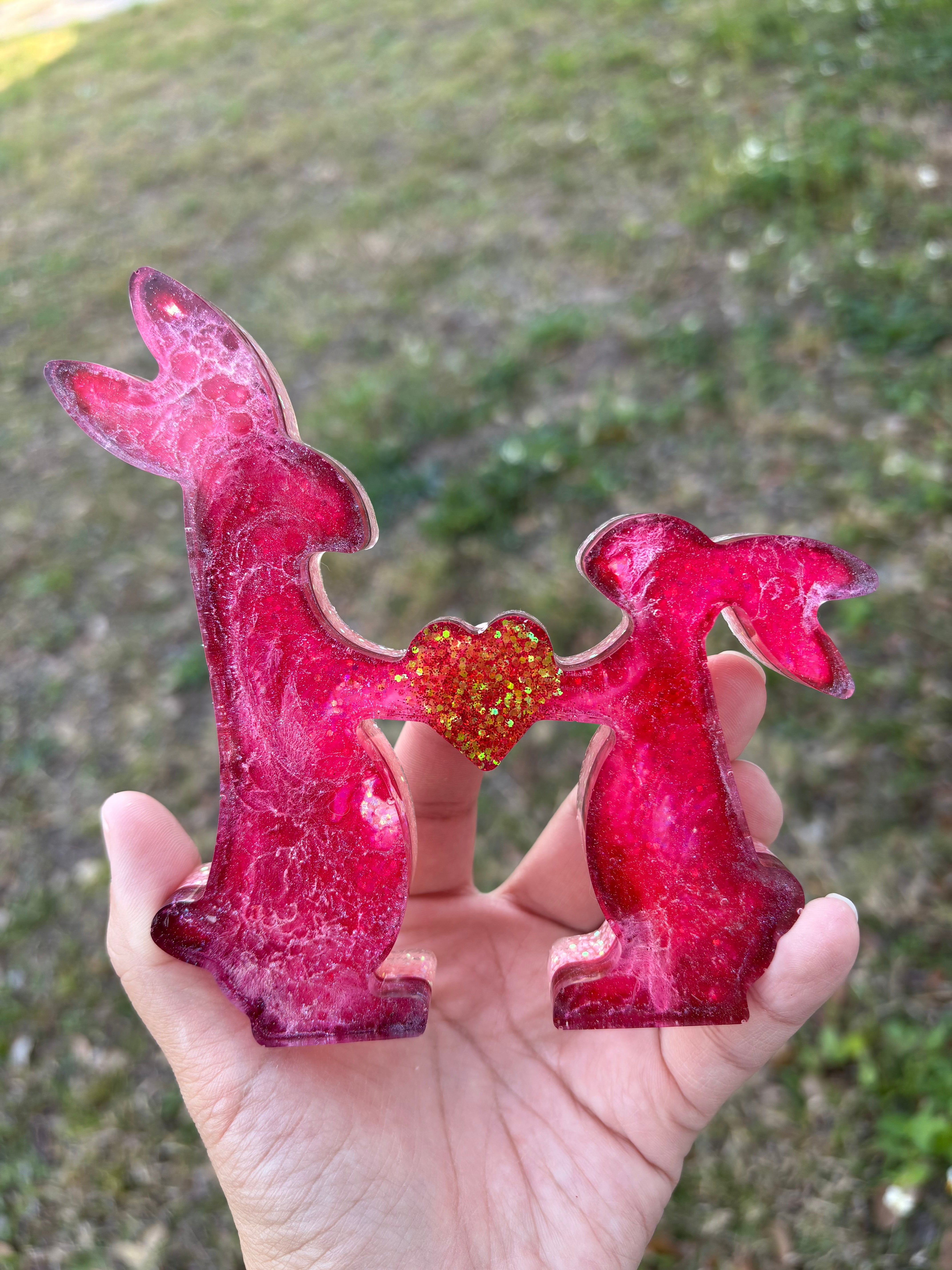 Custom Rabbits Holding Heart