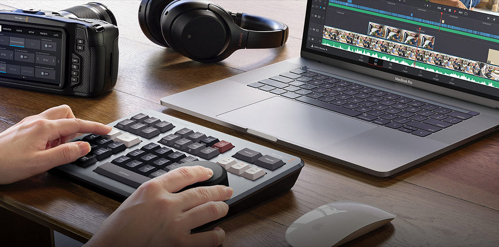 Blackmagic davinci Speed editor and laptop