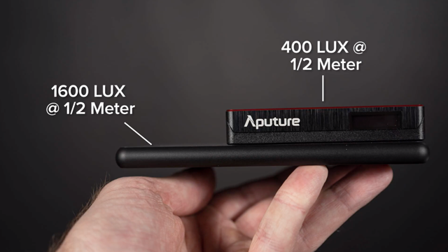 The size and LUX capability compared in the Aputure MC and Lume Cube