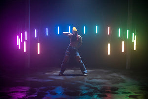 dancer surrounded by MT pro LED tube lights