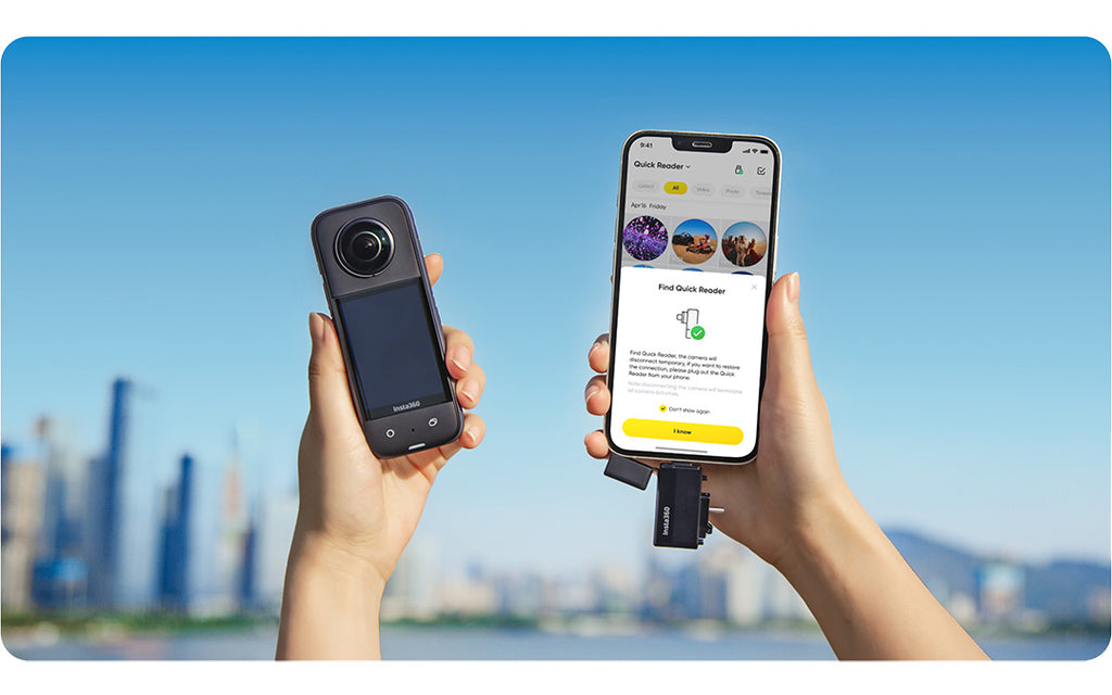 Insta360 Quick Reader for X3 is more power efficient option for file transfers