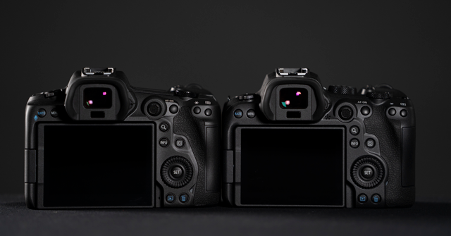 Back of both the Canon EOS R5 and EOS R6 cameras