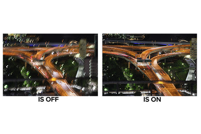 Comparison of Image stabilization on vs off