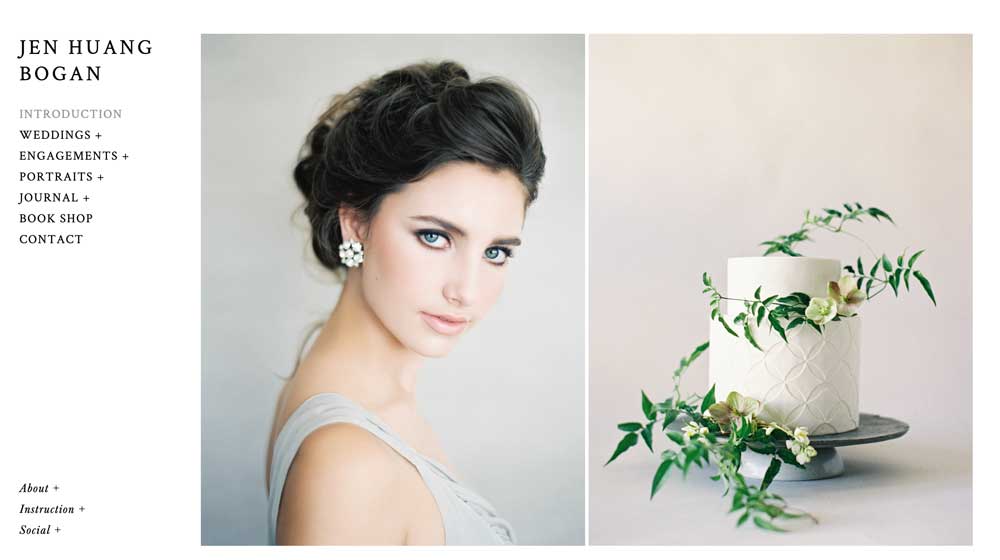 Wedding photographer website example - JEN HUANG BOGAN