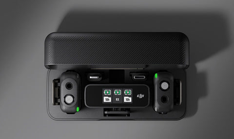 DJI transmitter and receiver in charging case