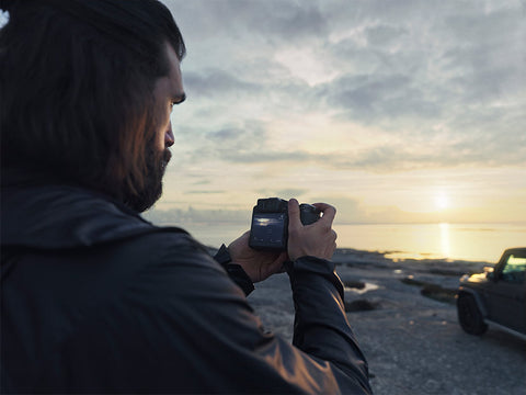 Photographer shooting sunset with Hasselblad X2D 100C