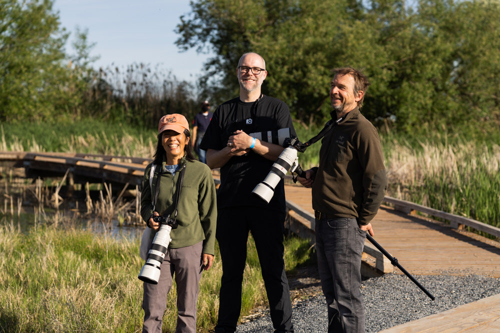 attendees and pictureline employee at the farmington bay birding event