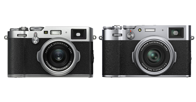 Front of the Fujifilm x100f vs. x100v