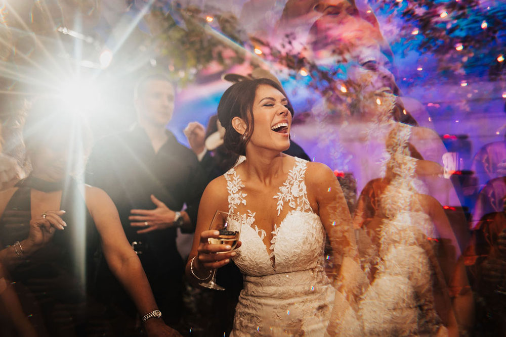 Bride dancing at wedding 