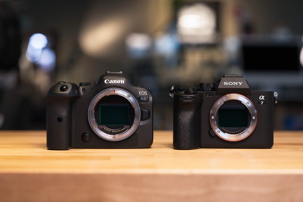 Canon R6 vs Sony A7 iv front comparison