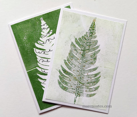 Christmas cards made with ferns