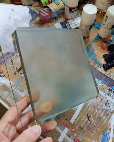 Gelli Plate on a piece of plexi glass