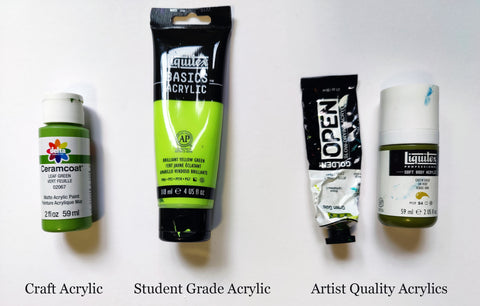 Images of acrylic paint in different grades