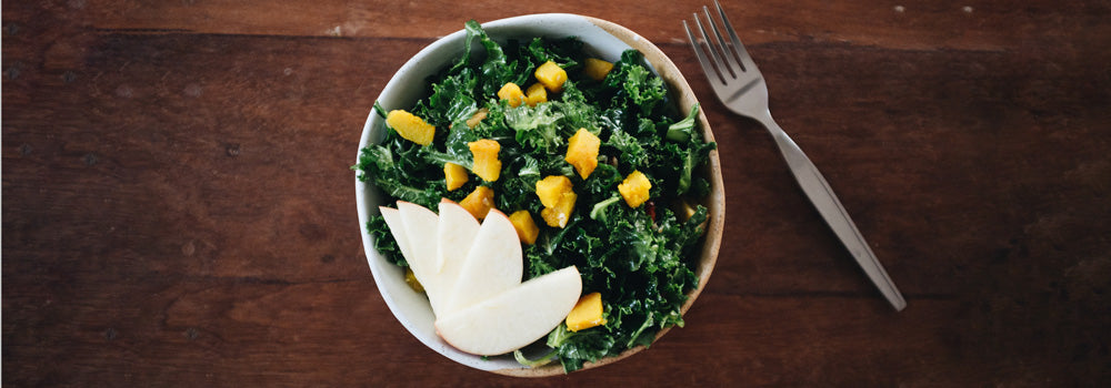 Delicious salad bowl with healthy kale