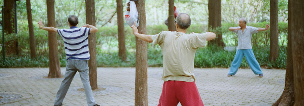 Group of men practicing Tai Chi together