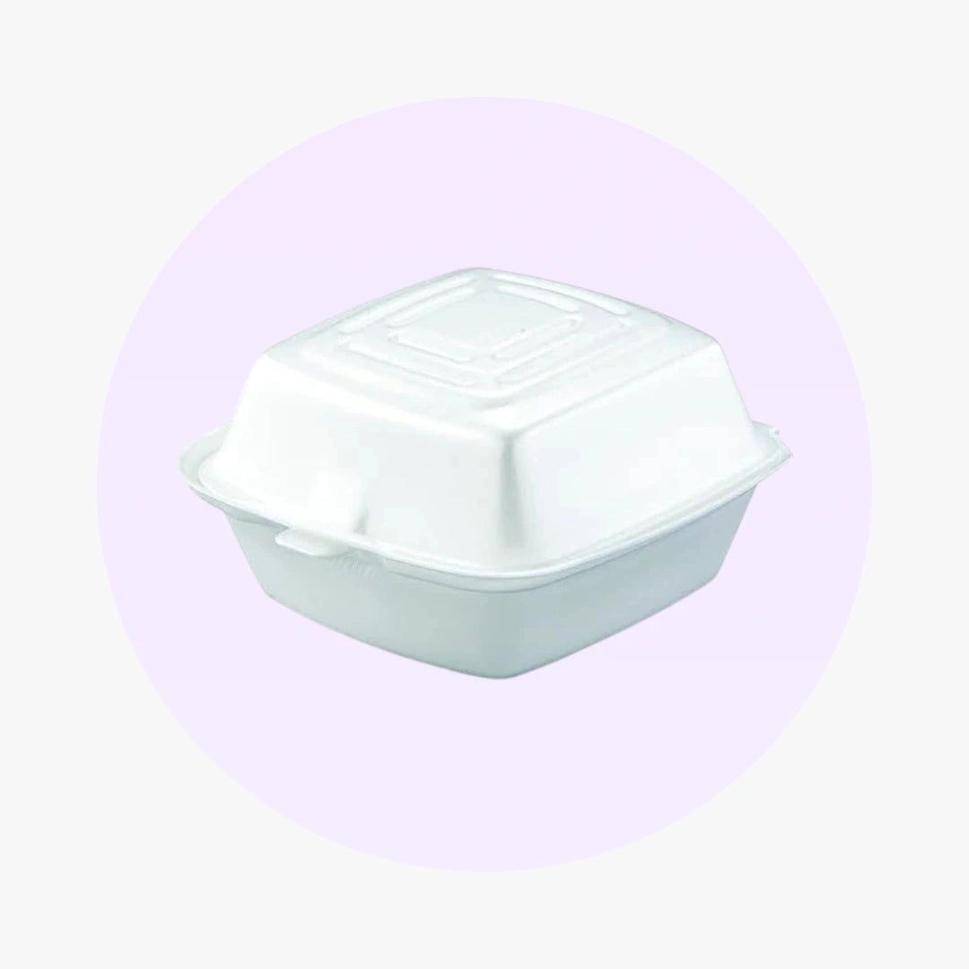 Dart 50HT1 5" x 5" x 3" White Foam Hinged Lid Container | 5"x5"