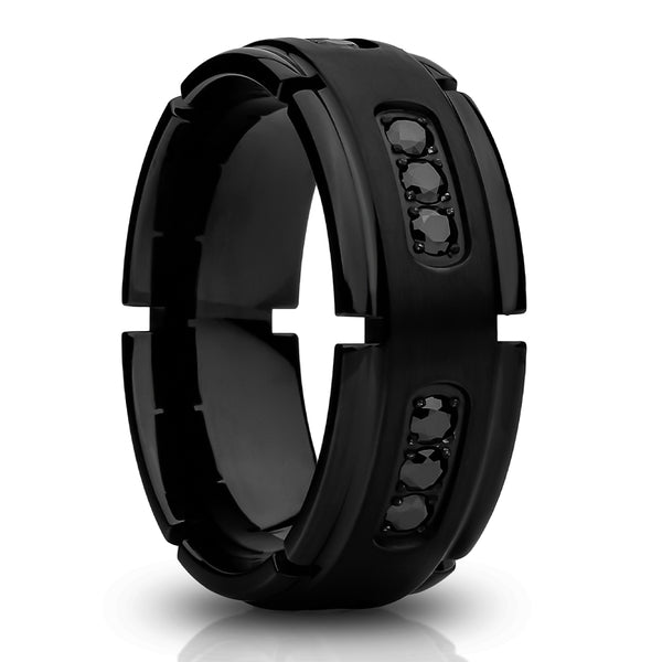 Black Titanium Wedding Band - Men's Wedding Ring - Black Titanium Ring ...