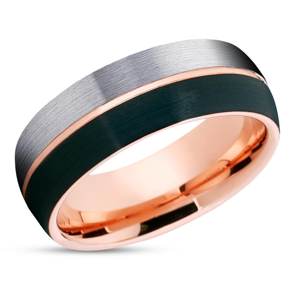 Rose Gold Wedding Ring - Black Tungsten Ring - Gray Wedding Ring - 18k ...