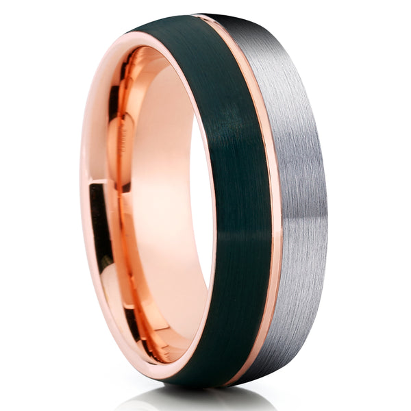 Gray Tungsten Wedding Band - Black Tungsten - Rose Gold Tungsten Ring ...