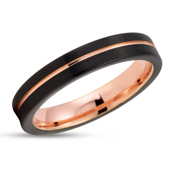 4mm - Rose Gold Tungsten Ring - Black Tungsten Ring - Women's Tungsten ...