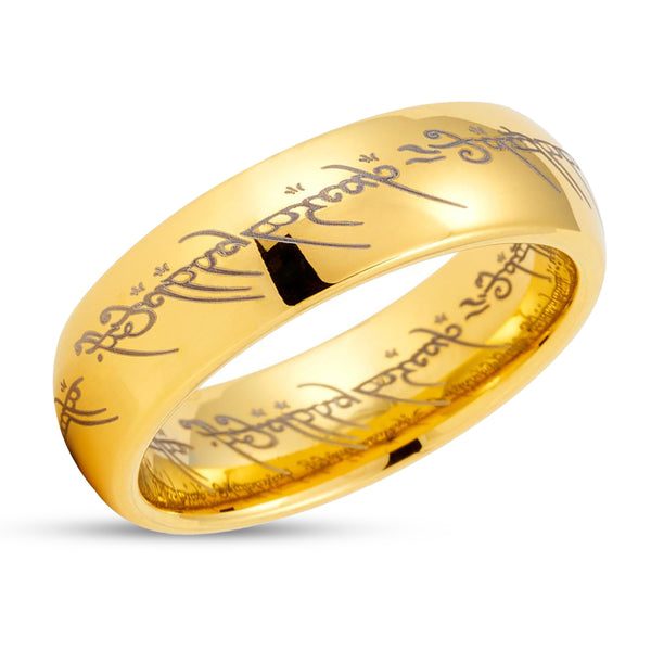 Lord Of The Rings - 6mm - Yellow Gold Tungsten Rings - Tungsten Weddin ...