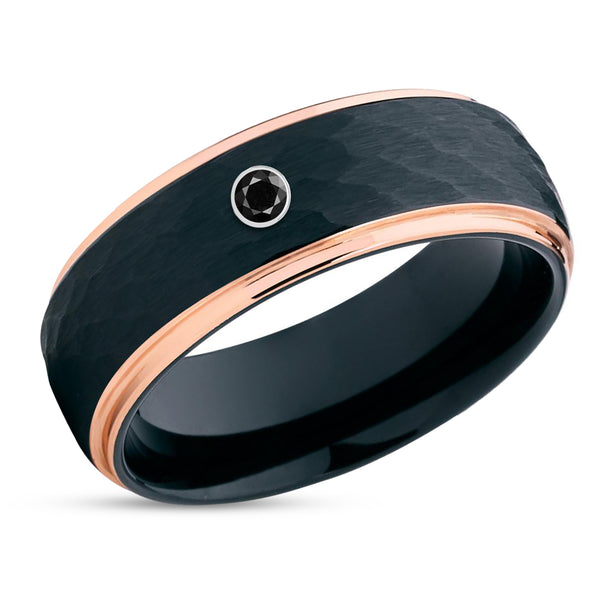 Black Diamond Ring - Rose Gold Tungsten Ring - Black Wedding Band - Di ...