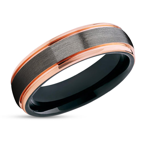 Black Tungsten Ring - Gunmetal Wedding Ring - Black Wedding Ring - Ros ...