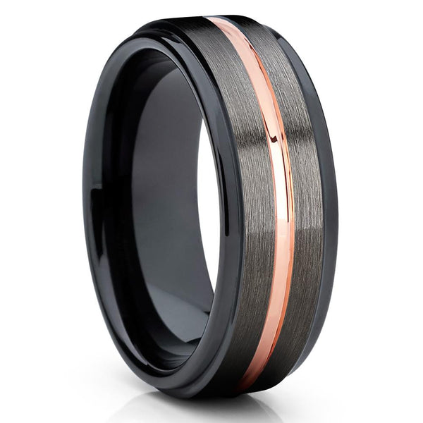 Black Tungsten Wedding Band - Gunmetal - Black Tungsten Ring - 7mm ...