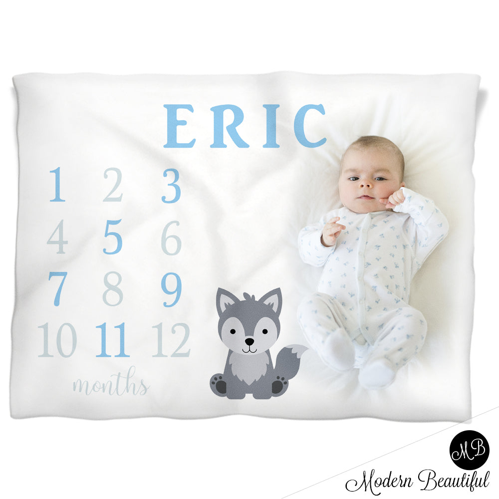 personalized milestone blanket boy