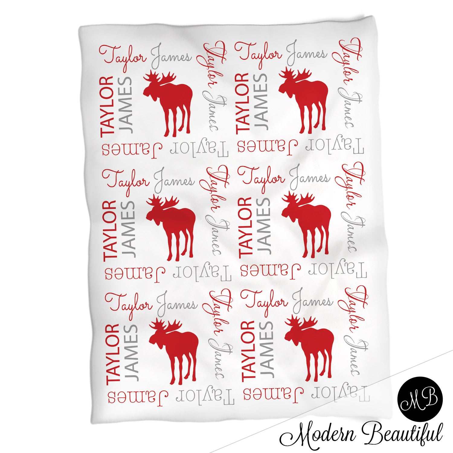 Moose Baby Name Blanket Red And Gray Plaid Moose Baby Blanket Baby Modern Beautiful