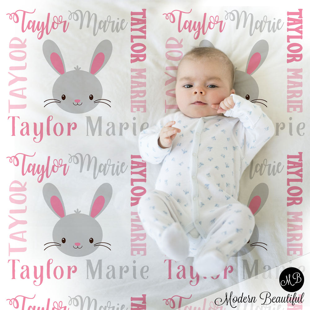 Bunny Baby Name Blanket Girl Bunny Blanket Forest Bunny Baby Gift Bl Modern Beautiful