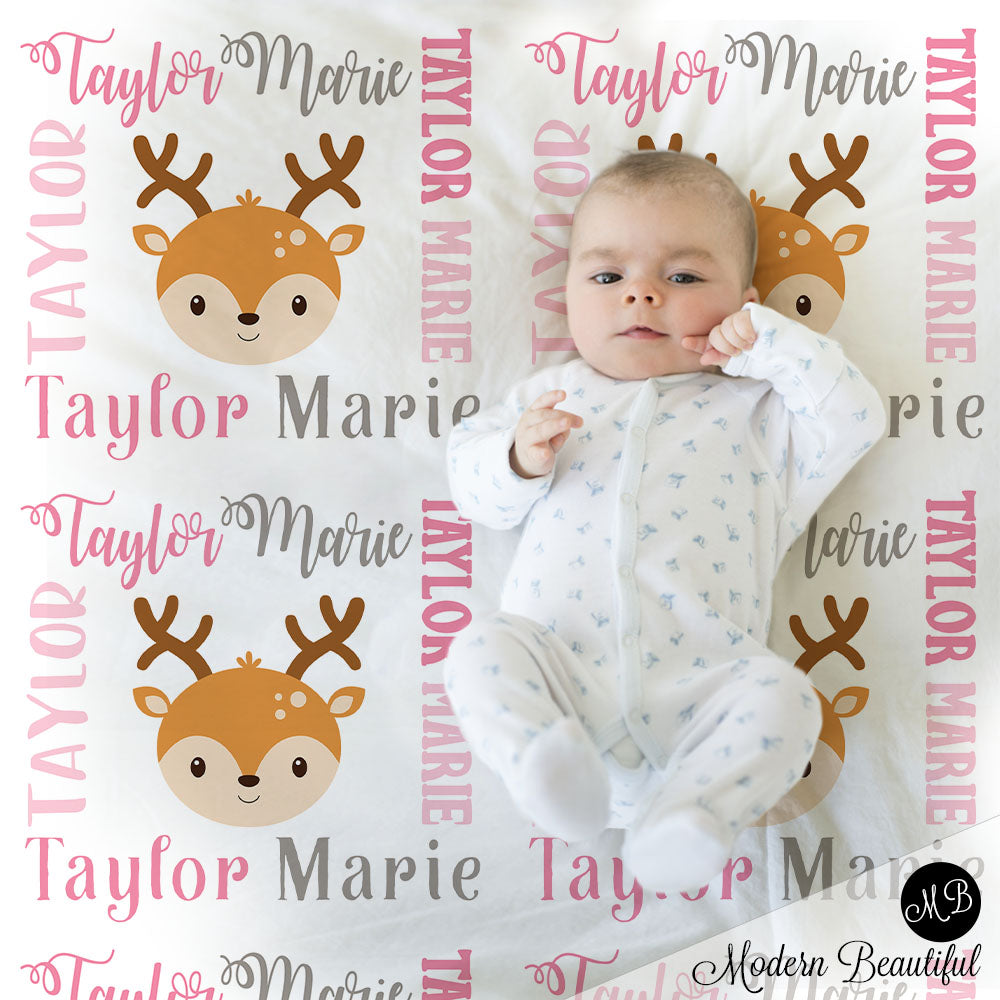 personalized deer baby blanket