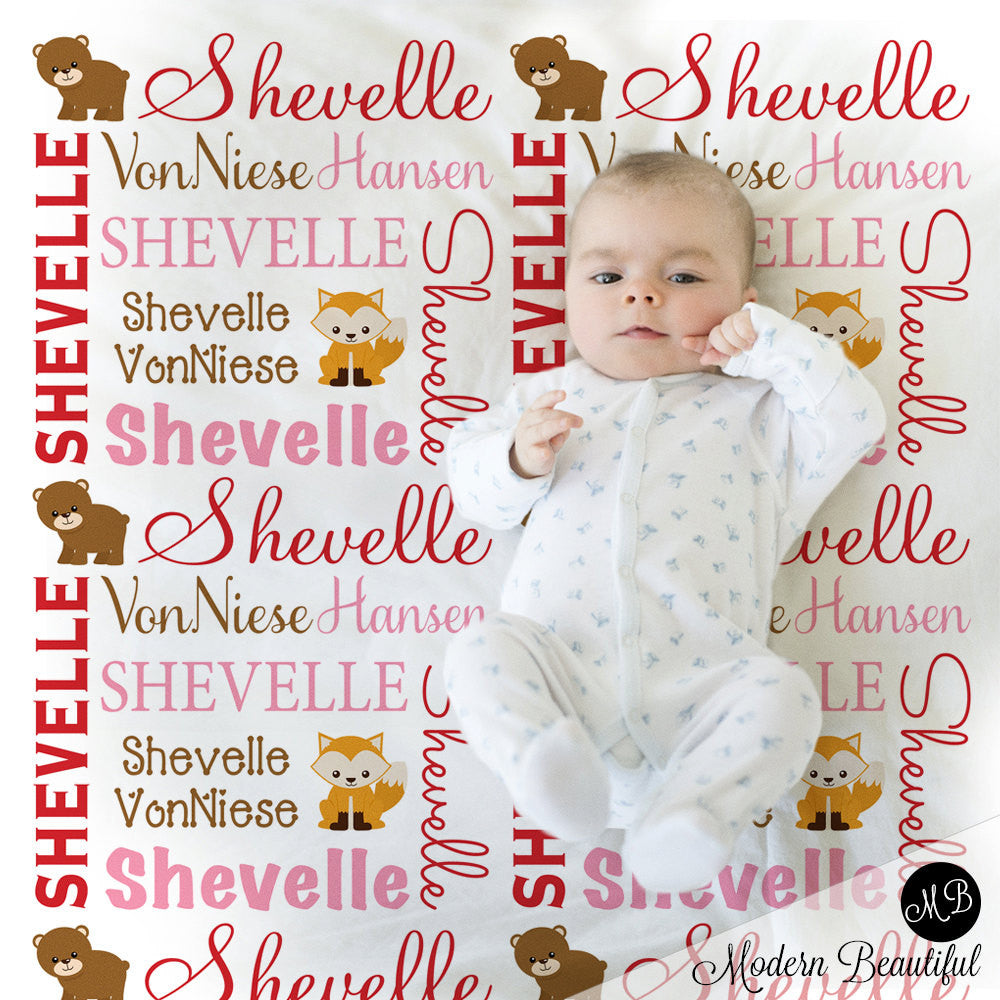 personalized woodland baby blankets